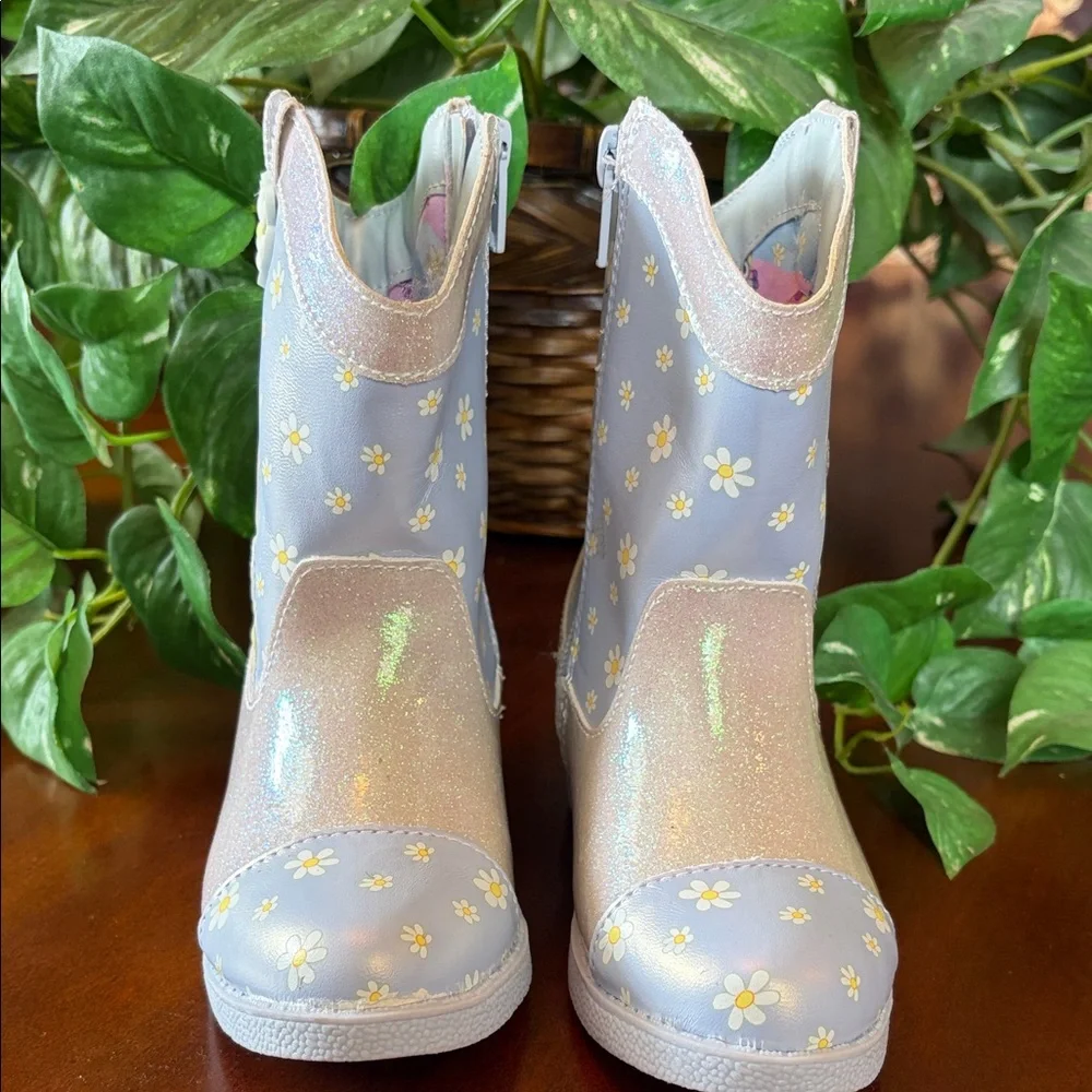 Girls Shimmer Daisy Western Boots with Character Accent - Picture 5 of 10